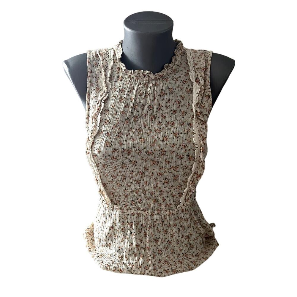 Women's Floral Ruffled Tank Top Blouse Monteau Size Medium